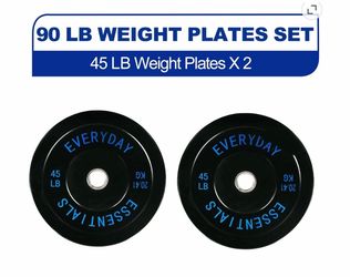 BalanceFrom Olympic Bumper Plate Weight Plate, 45 lbs Pair Black