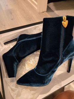 Escada green velvet bootie.