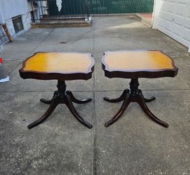2 Large Vintage Pedestal End Tables