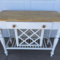 Wood Buffet Table with Wine Rack