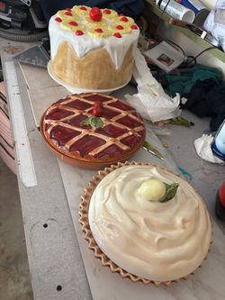 Ceramic pies and cakes, $12 bucks  each