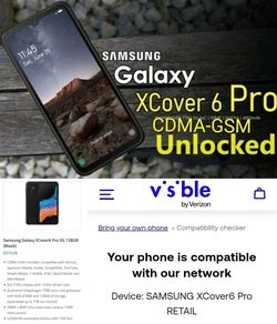 Samsung Galaxy Xcover 6Pro 5G 128GB Military-Grade CDMA-GSM Unlocked Verizon/T-Mobile/Metro PCS/AT&T/StraightTalk/TracFone/Spectrum Mobile Any Carrier