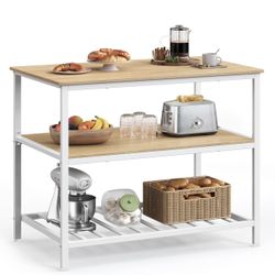 Kitchen Island with 3 Shelves