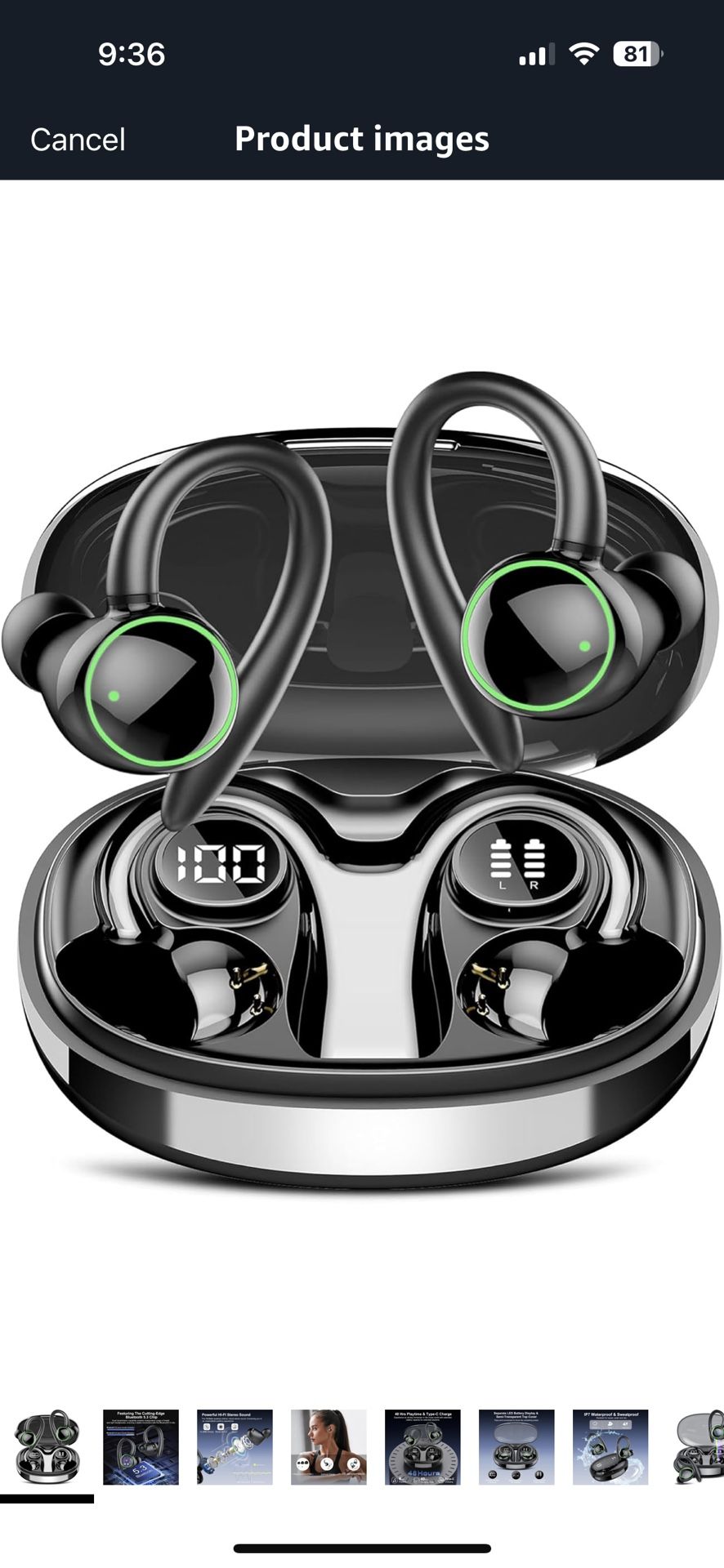 Wireless Earbuds, Bluetooth 5.3 Headphones Sport, Over Ear Buds With ENC Noise Cancelling Mic, 48H, Wireless Earphone With Earhooks, Stereo Deep Bass,