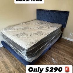 Queen Bed Frame With Mattress & Boxspring $290 🚨 Ready For Delivery 🚚 