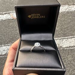 10KW Round Top Diamond & Diamond 3/8 CTTW Prong Set Infinity Shank Halo Engagement Ring
