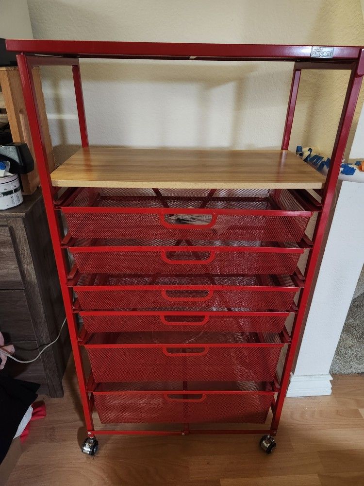 2 Tier, 6 Drawer Rolling Organizer Cart