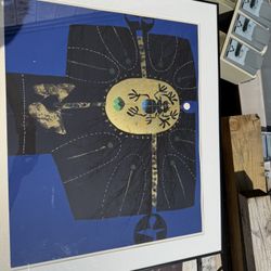 Signed Blue Composition Painting 