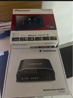 Audio combo, screen pioneer stereo, amplifier Rockford, subwoofer box jbl with 2 subwoofers