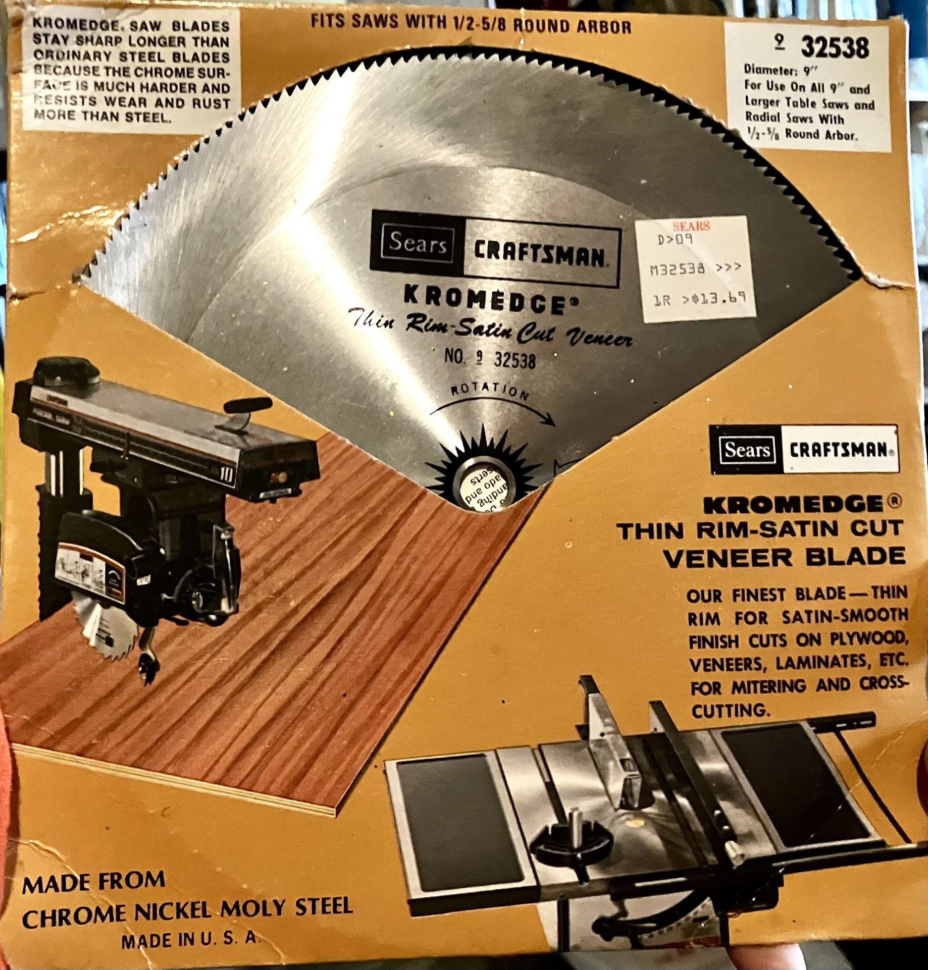 New Sears Craftsman KROMEDGE Thin Rim-satin Cut VENEER Arm Table Saw BLADE 32538 