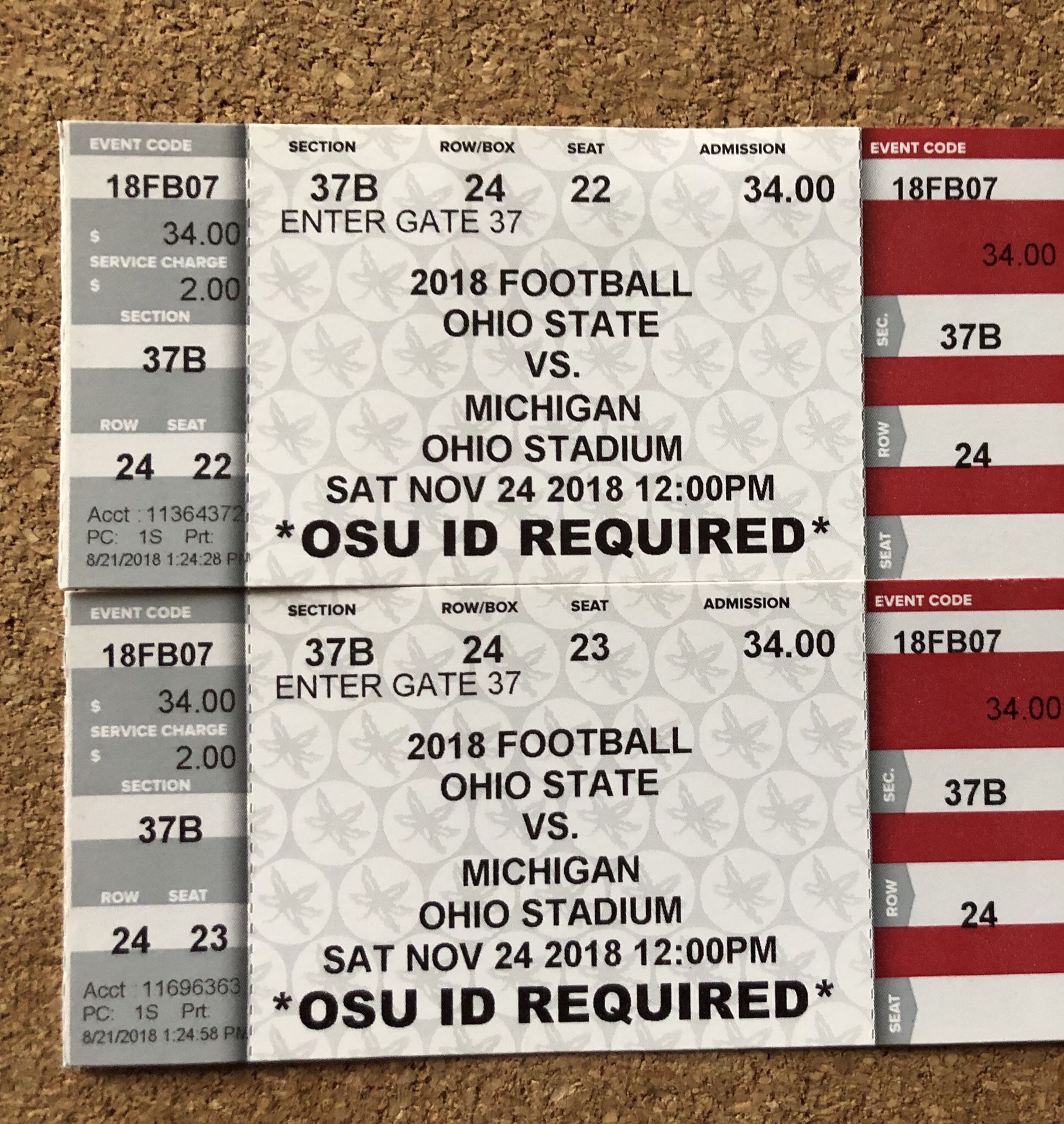 2 Bigten football tickets, OSU vs Michigan