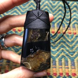 Baltic Amber Maori Inspired Orgonite Pendant Necklace 