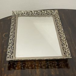 Vintage mirror silver tone Tray