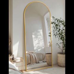 71 X 32 Gold Arch Mirror With Stand For Weddings 