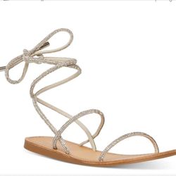 Madden Girl Ariela Rhinestone Ankle-Tie Rhinestone Flat Sandals