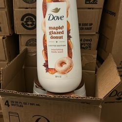 Dove Limited Edition Body Wash Maple Glazed Donut 20 fl O . 4 bottles in a box for $15.