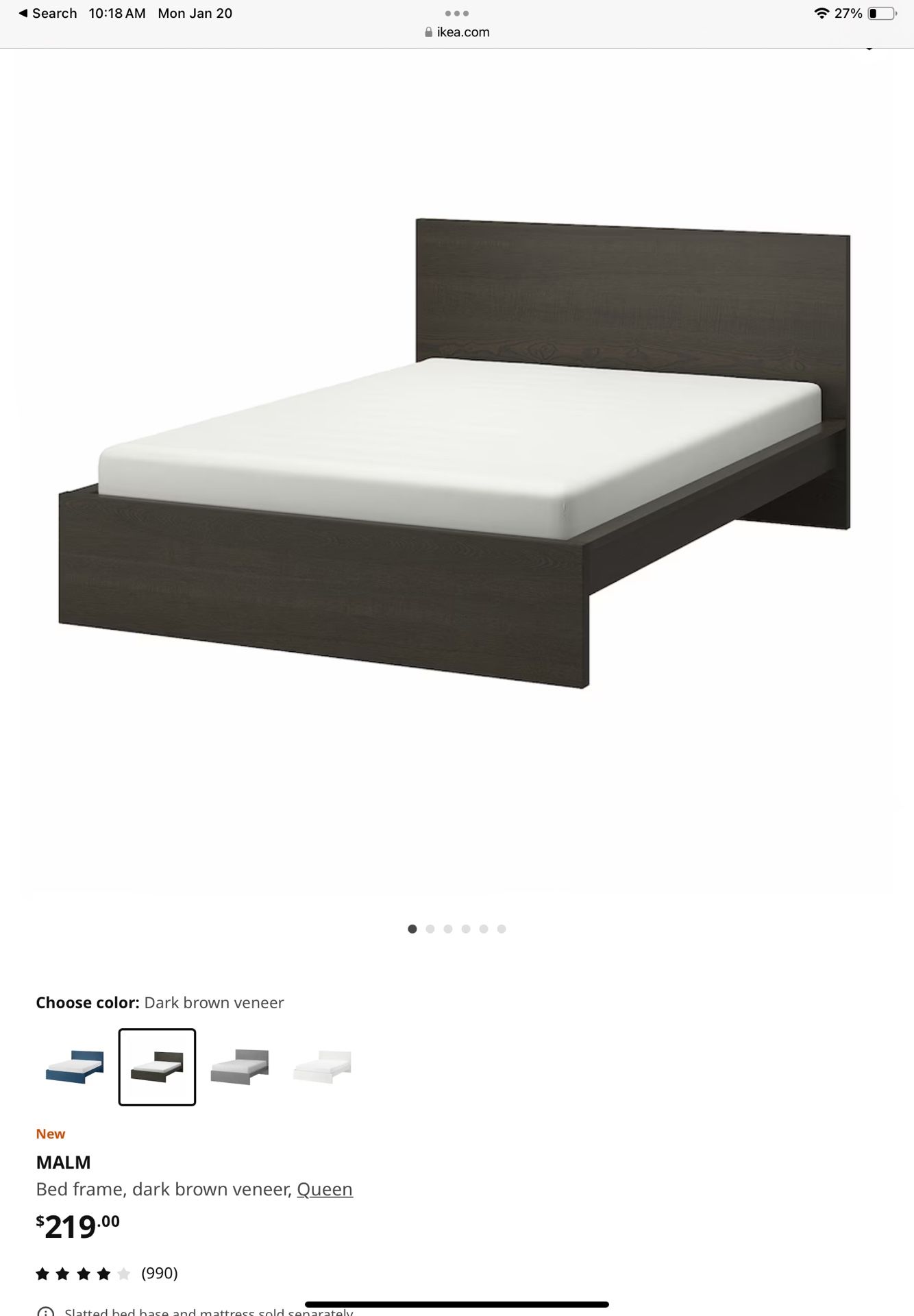 IKEA MALM Queen Bed frame