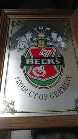 Becks mirror framed bar sign