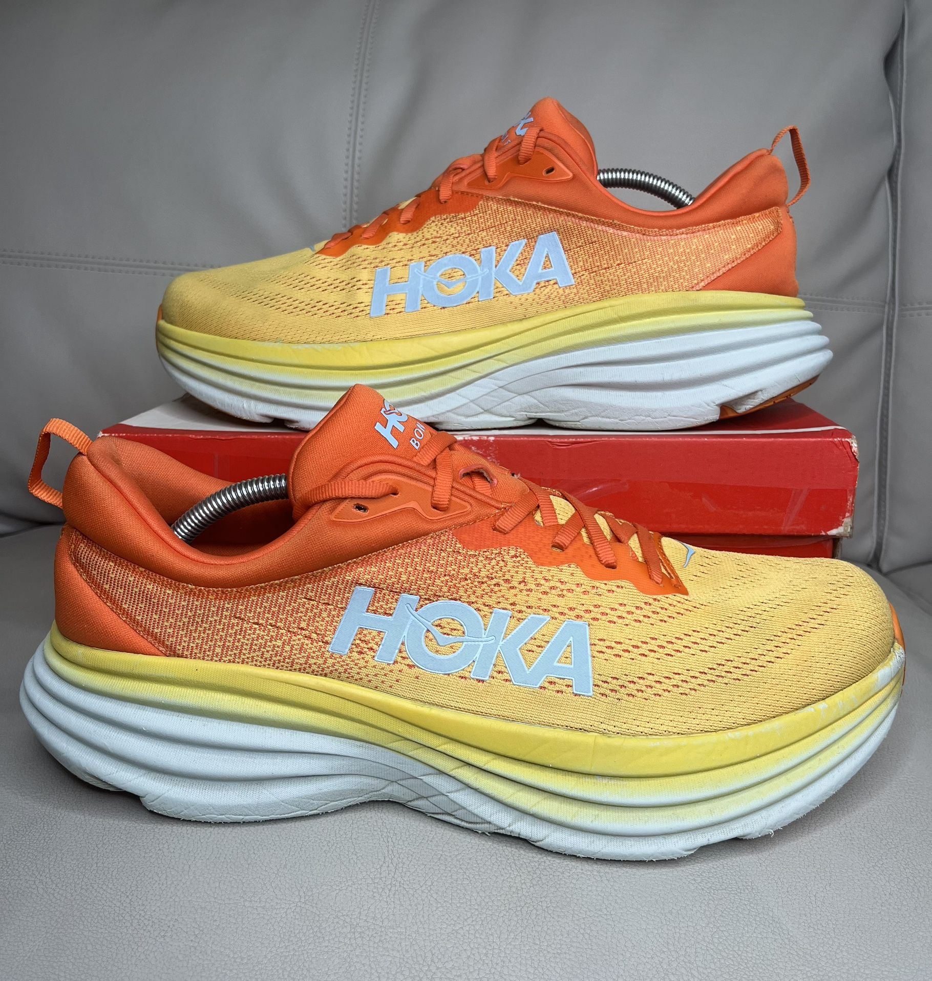 Hoka One One Bondi 8 Orange Yellow Running Shoes Sneakers Men’s Size 13