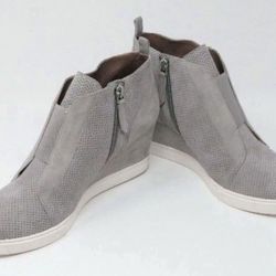 Linea Paolo Gray Suede Platform Wedge Sneaker Bootie Women's Size 10.5w