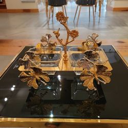 Luxury italian collection gold infused sectional candy  bowl, snack holder