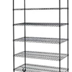 Heavy Duty Storage Shelves Commercial Wire Shelving Unit and Storage Adjustable NSF 6 Tier Metal Rack Shelf on Wheels for Garage Base