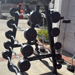 Ez Curl Bars With Matrix Rack