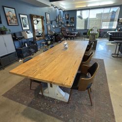Large Rustic Farmhouse Wood Table (Solid, Heavy Duty)