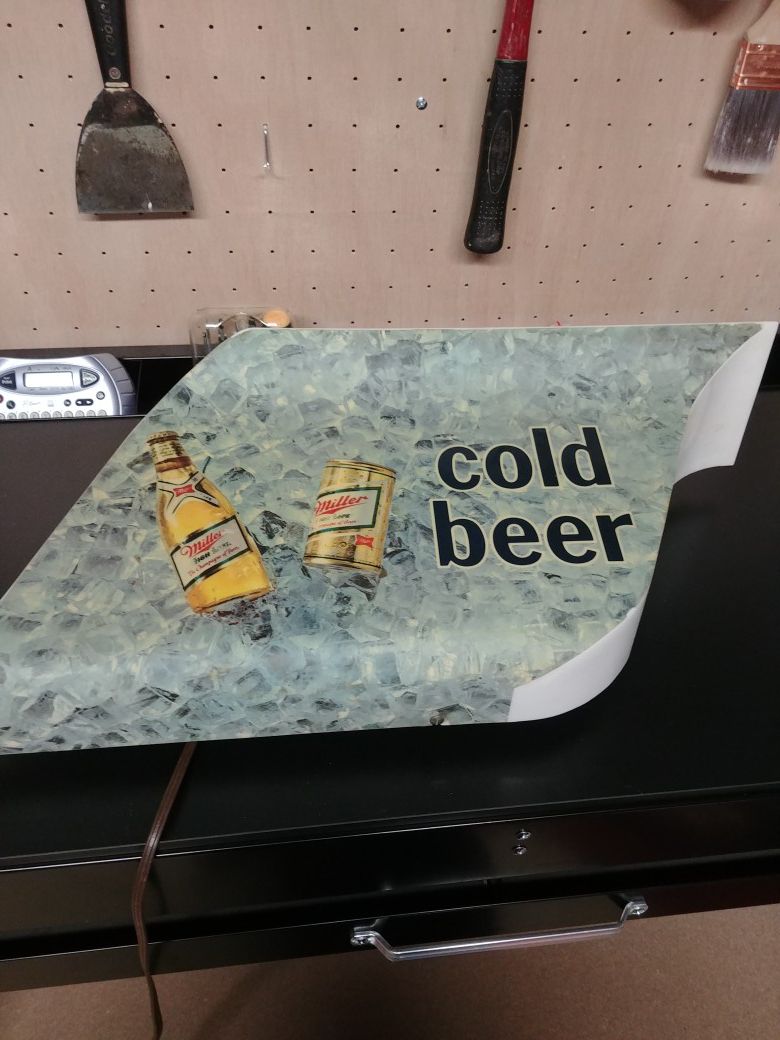 Vintage Miller Cold Beer Bar Sign