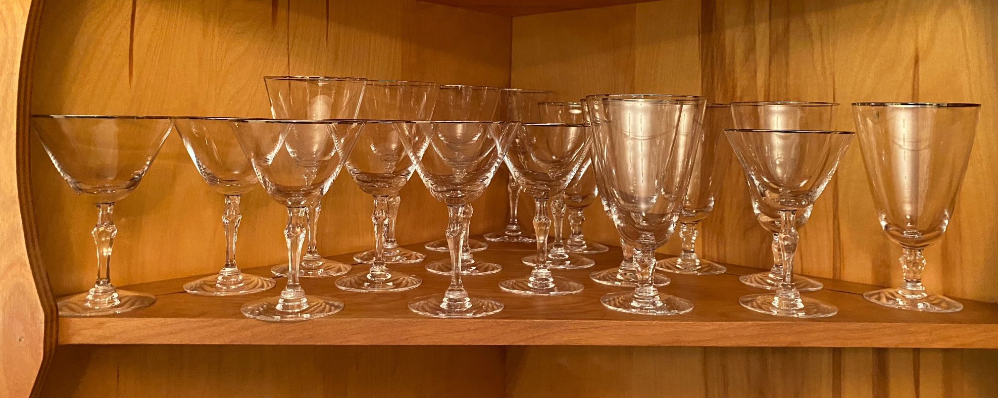 Fostoria Crystal Stemware, Platinum Rim, 18 Pc., Excellent Condition!