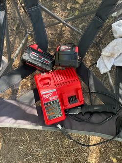 2 Milwaukee M18 5.0 XC batteries with charger