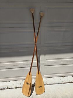 Feather Brand Pair Of Tall Wooden Oars Rustic Cabin Style