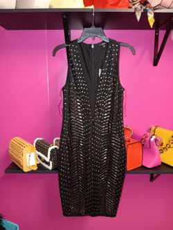 Silver Studded Black Dress