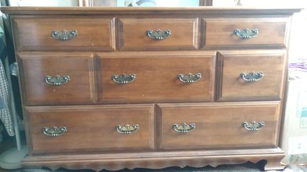 Solid wood dresser with mirror