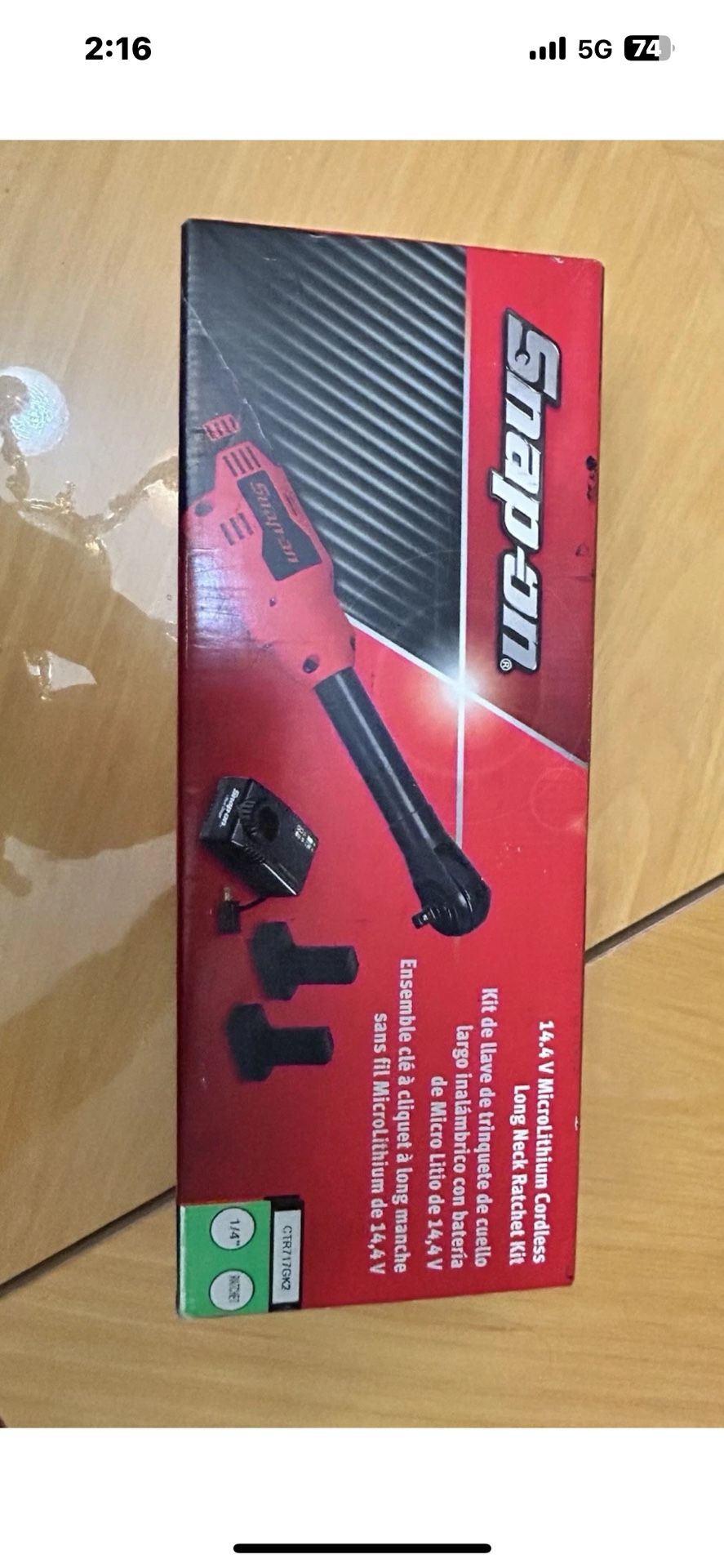 Snap On Long Neck Electric Ratchet 1/4 Drive With Charger & 2 Batteries