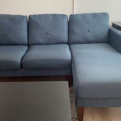 Belffin Convertible Sectional Sofa Couch with Chaise L Shaped Reversible Blue