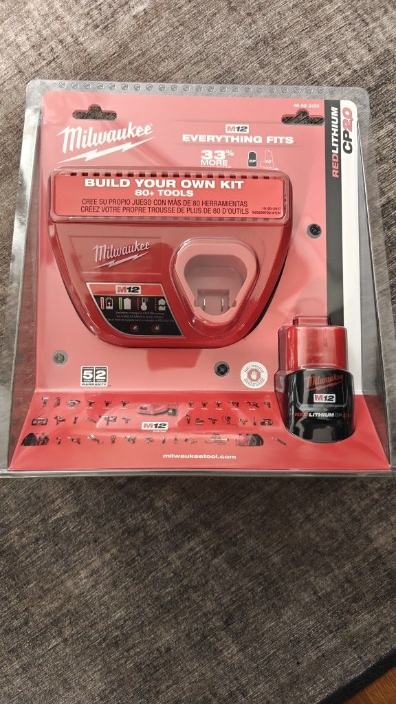 Milwaukee M12 Battery + Charger CP2.0