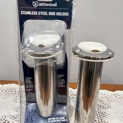 2 New Attwood 15 Degree Stainless Steel Rod Holders (66363W7) One in Box/One No Box