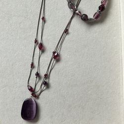 Purple Necklace & Bracelet