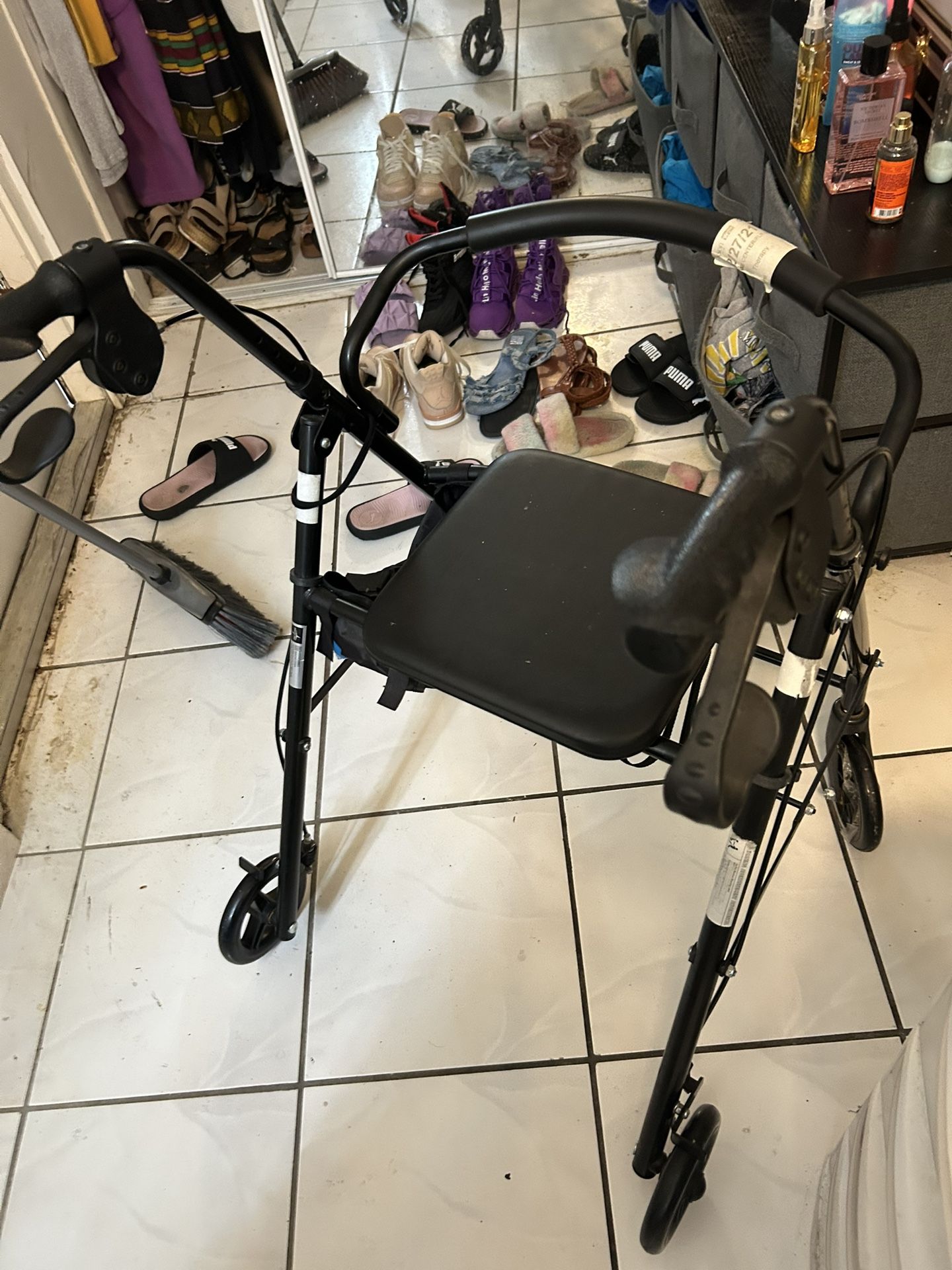 Aluminum Rollator Walker with Seat, Foldable, 250 lb. Weight Capacity