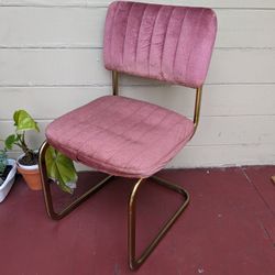 Vintage 1980s Rose and Brass Cesca Style Dining Chair | Accent Chair by Douglas Furniture