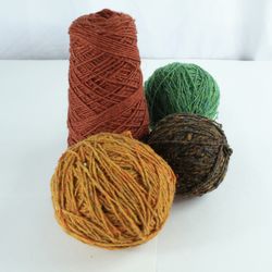 Yarn Lot Red Orange Brown Green Bundle