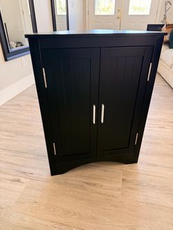 Espresso Wood Storage Corner Cabinet