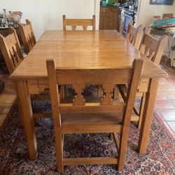 Oak Dining Table, 6 Chairs