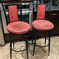 Red Bar Stools – Set of 2 – Counter Height