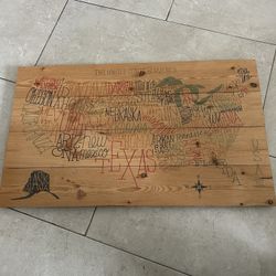 Decorative Wooden U.S. Map Wall Art Piece.