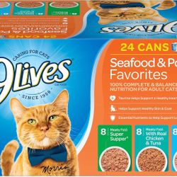 9Lives Seafood & Poultry Favorites Wet Cat, 24 Packs