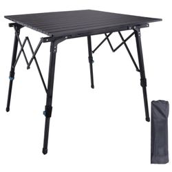 Portable Camping Folding Table, Foldable Camping Table, Height Adjustable Camp Table Ultralight Outdoor Side Table with Bag for Picnic Fishing Beach B