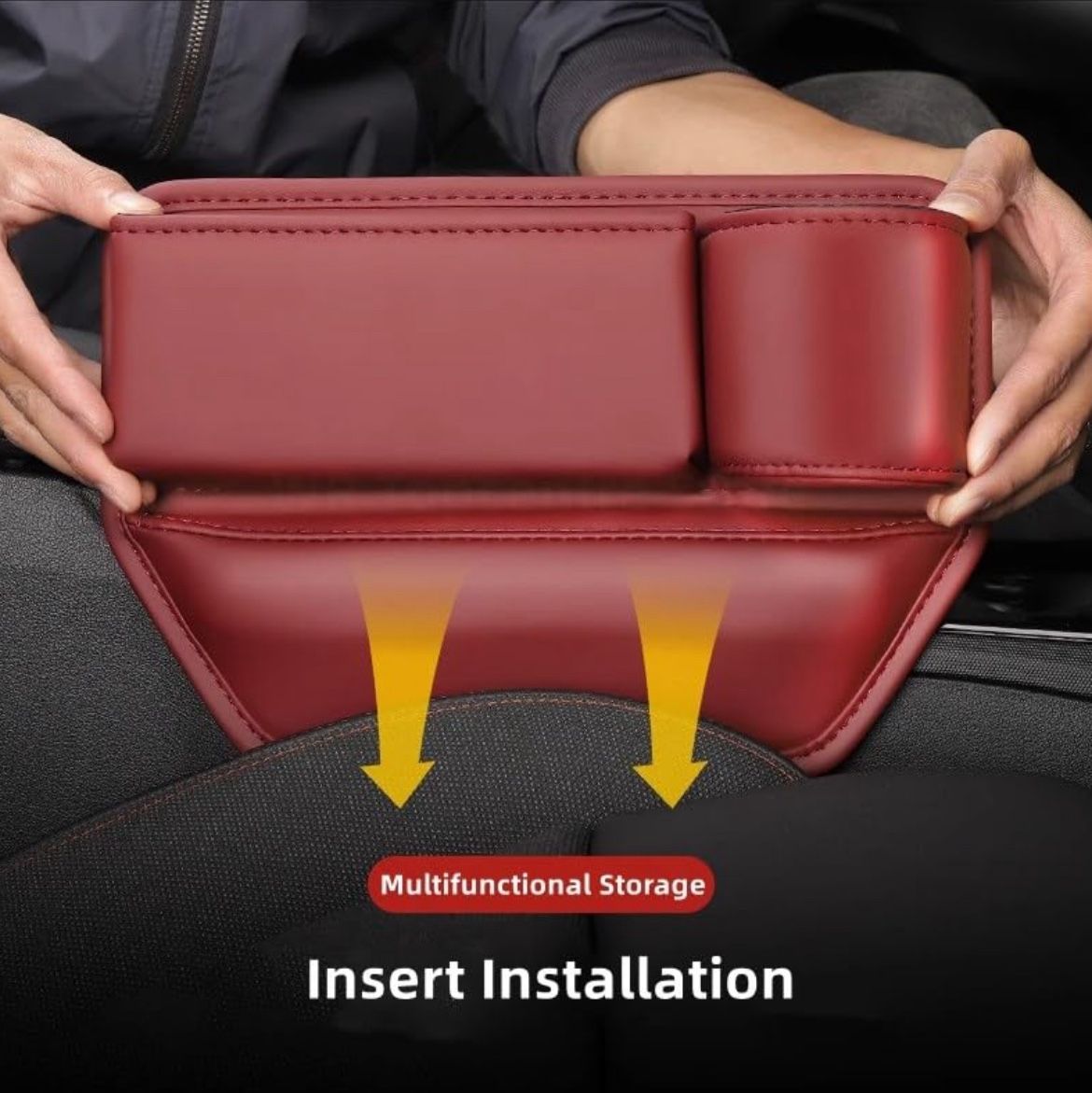 Leather Car Cup Holder Bag, Car Seat Gap Filler