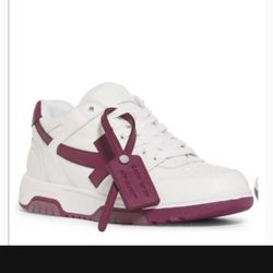 Off-White White & Burgundy Out Of Office Sneakers